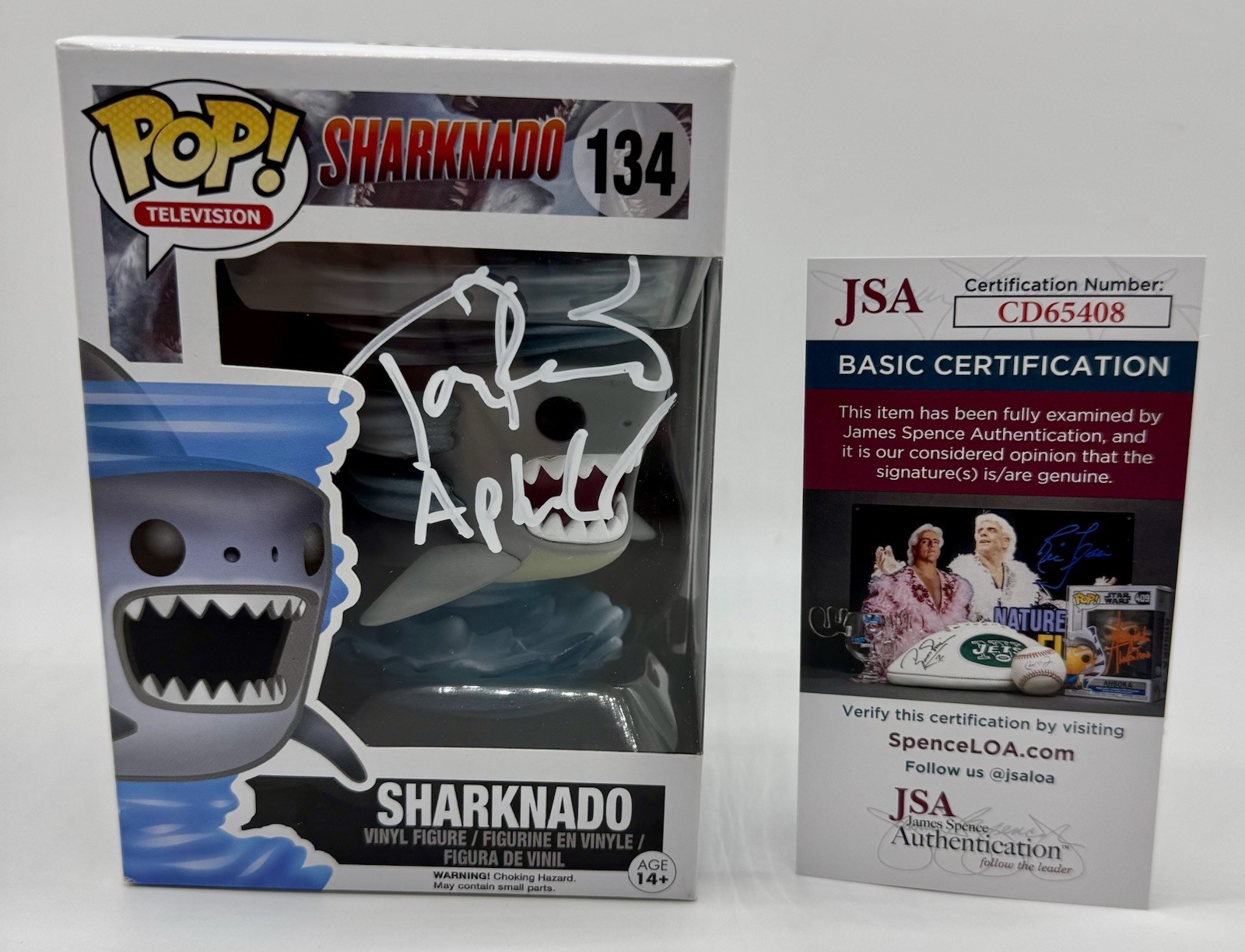 TARA REID HAND SIGNED AUTOGRAPH SHARKNADO FUNKO POP + JSA COA W/ CHARACTER NAME