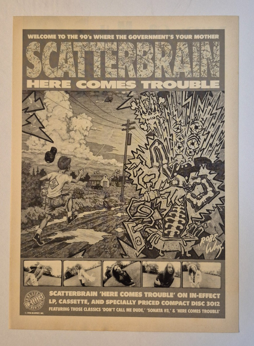 SCATTERBRAIN “Here Comes Trouble” thrash ~ Vintage Magazine Print/Promo Ad 1990