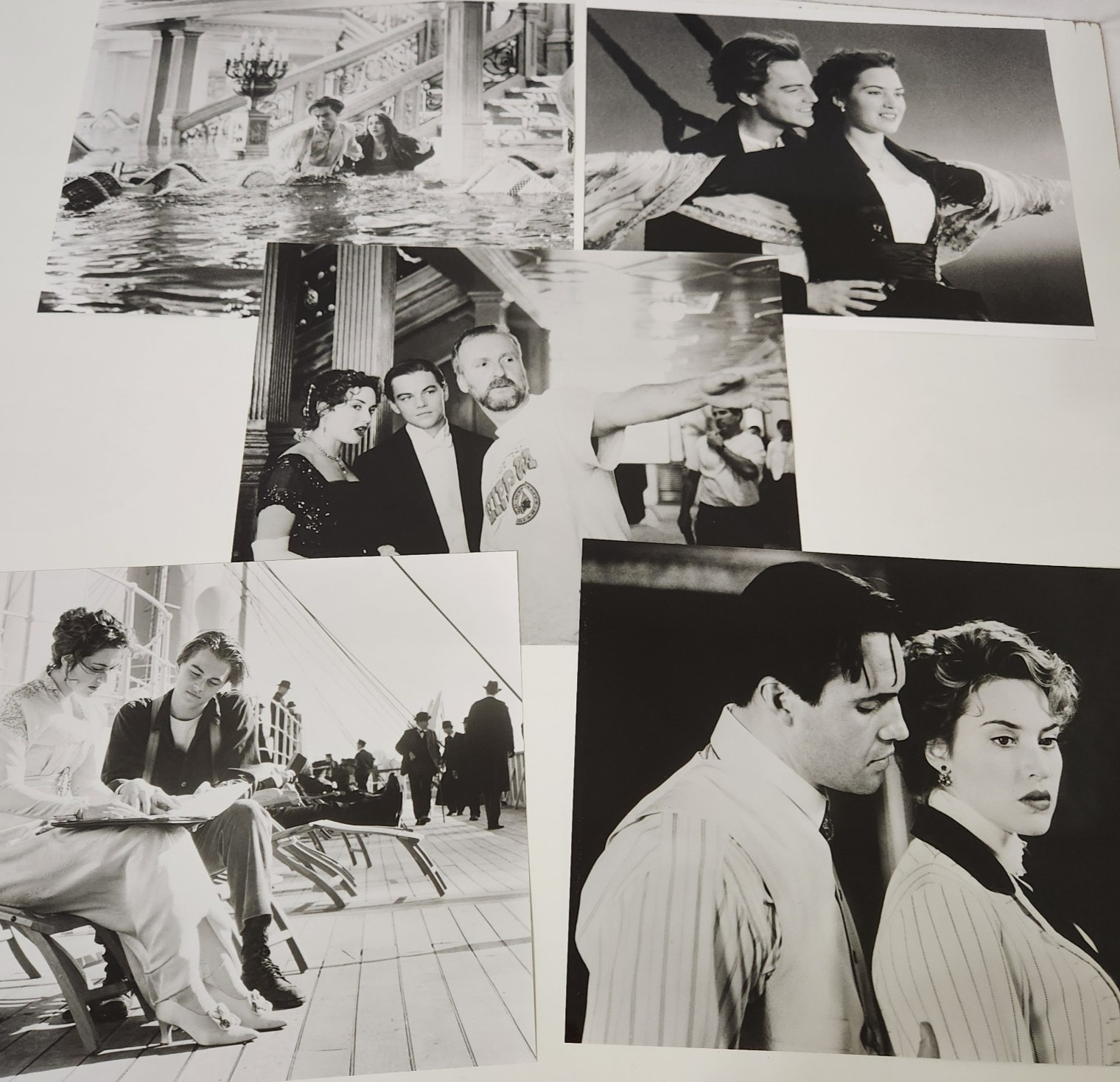 Lot 5 TITANIC Movie B/W Promotional Still Photos 8×10 DiCaprio Winslet