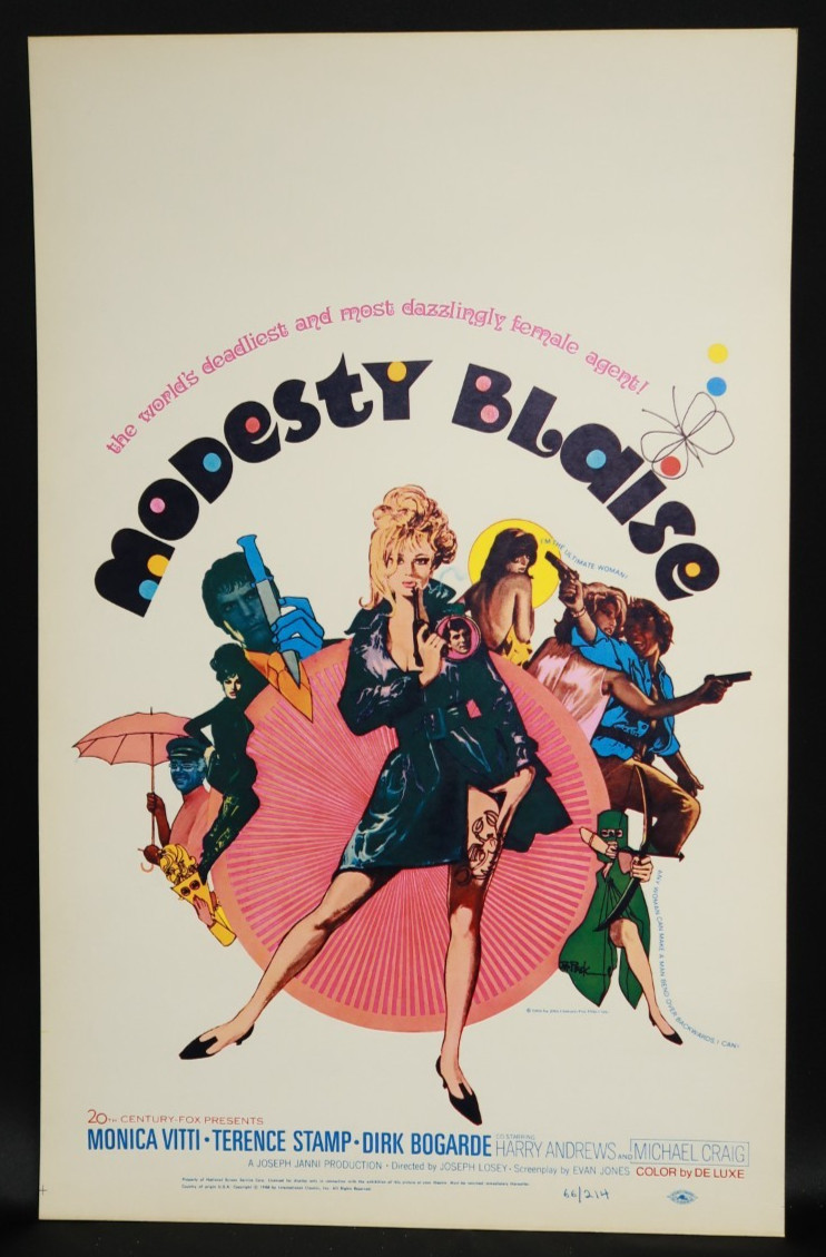 Modesty Blaise Window Card 1966 Movie Poster 14 x 22 NSS 66/214 Monica Vitti