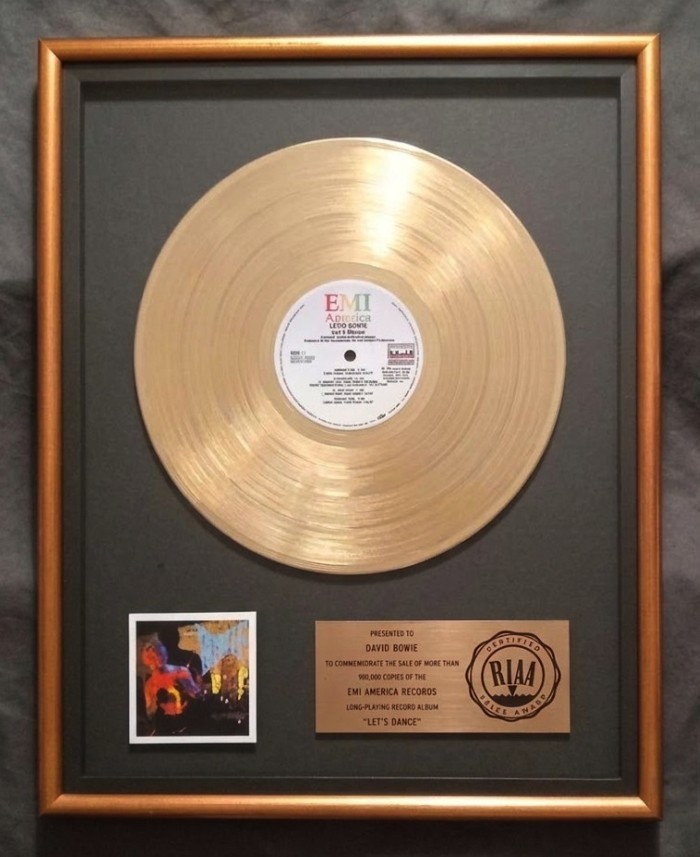 David Bowie Let’s Dance LP Gold RIAA Record Award EMI America Records
