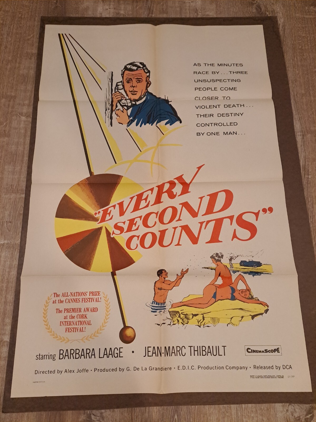 EVERY SECOND COUNTS 1957 Barbara Lange Original 1 Sheet Movie Poster 27 x 41
