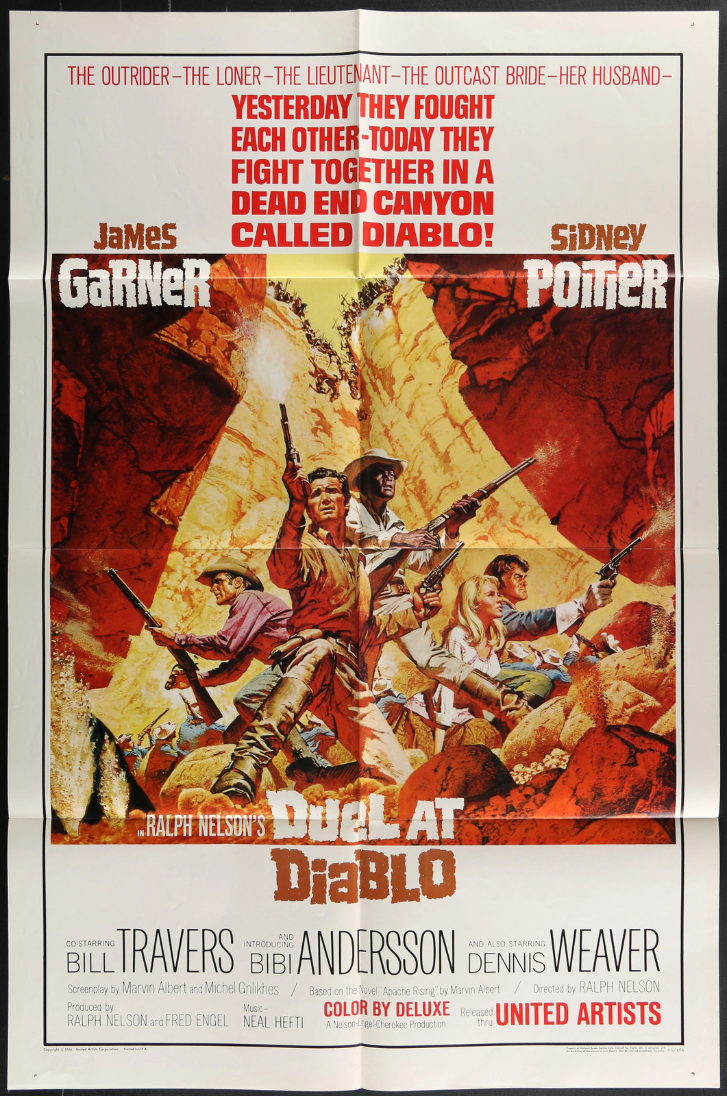Duel at Diablo (1966) Original One Sheet Western Movie Poster Folded 27×41