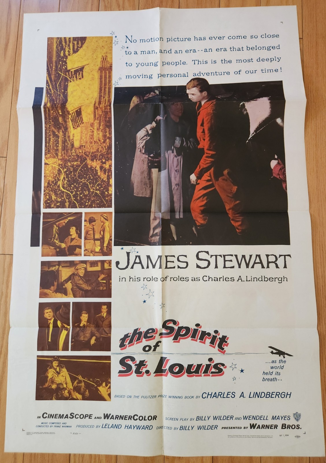 The Spirit of St. Louis – 1957 James Stewart Original 1-Sheet Movie Poster 24×41