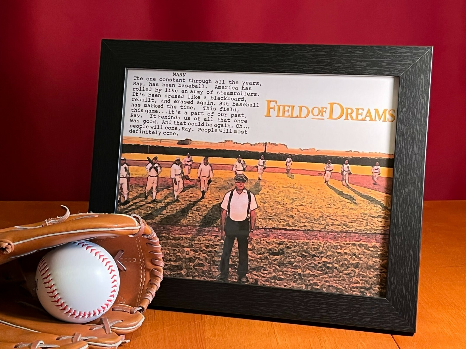 Field of Dreams “Baseball Speech” Script Art – 8.5 x 11