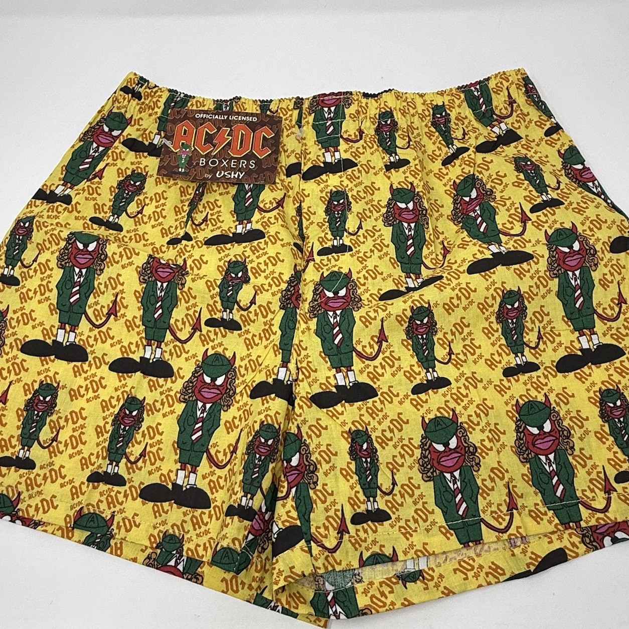 NWT Vtg Ushy 1997 AC/DC Boxer Shorts Underwear ACDC Angus Young Devil Allover Md