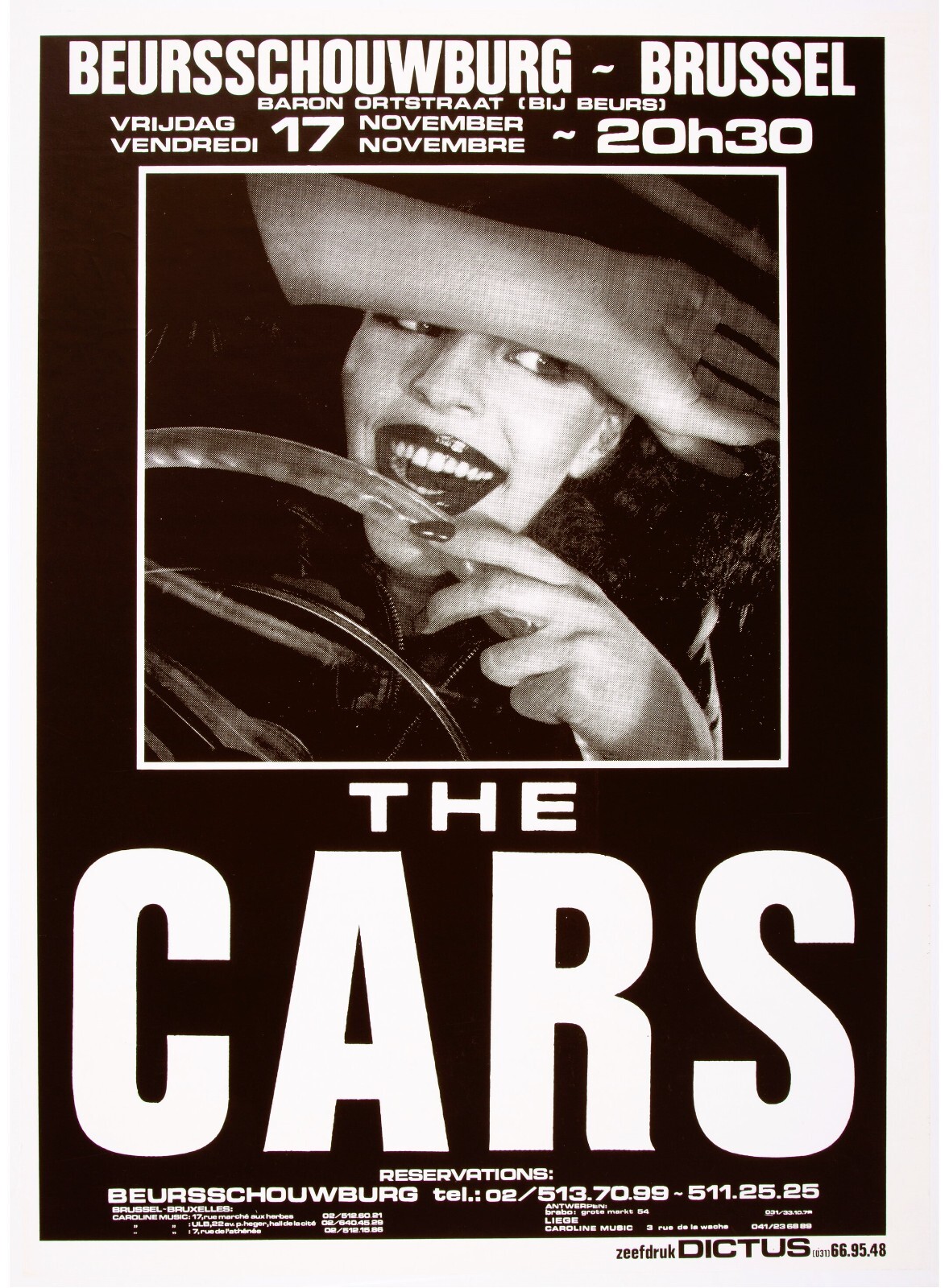 1978 THE CARS CONCERT POSTER WALL ART PRINT BELGIUM SIZE 11X17 INCHES