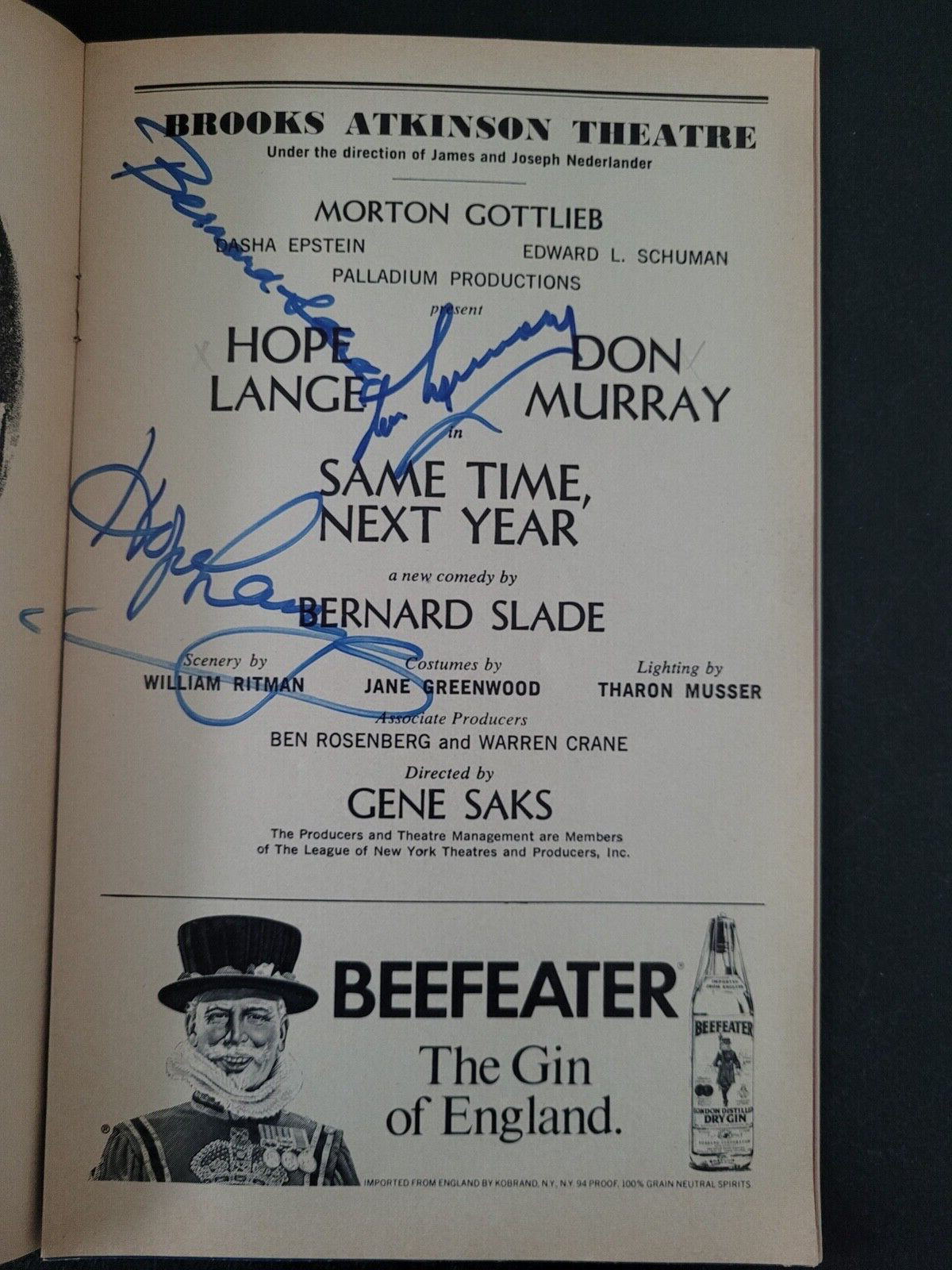 SAME TIME, NEXT YEAR PLAYBILL MAG Aug 1977 BROOKS ATKINSON THEATRE AUTOGRAPHEDx4