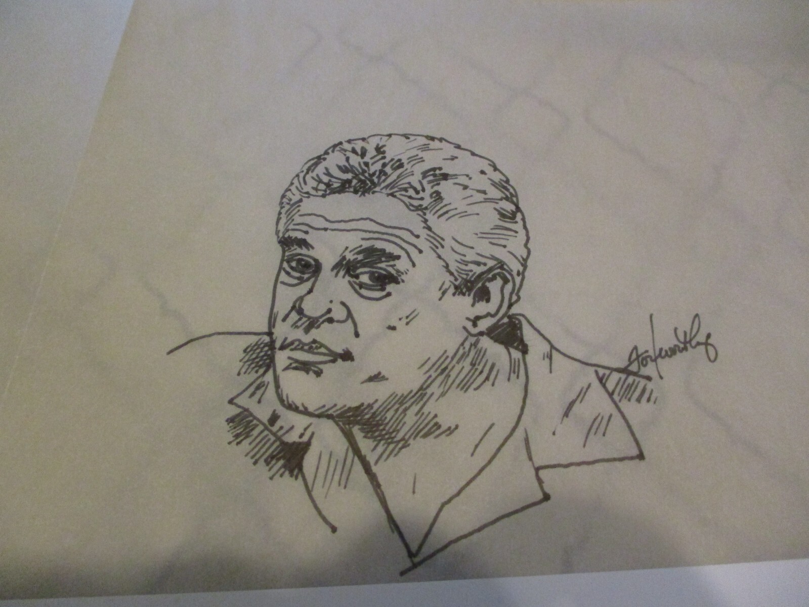 DRAWING SIGNED BY JEFF FOXWORTHY OF CAST MEMBER G.W. BAILEY #3