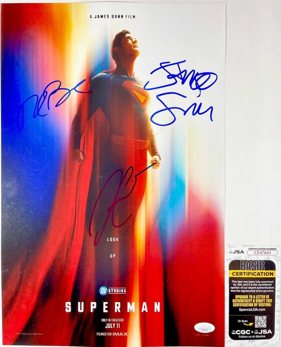 David Corenswet James Gunn Rachel Signed Superman 11×17 Movie Poster JSA COA