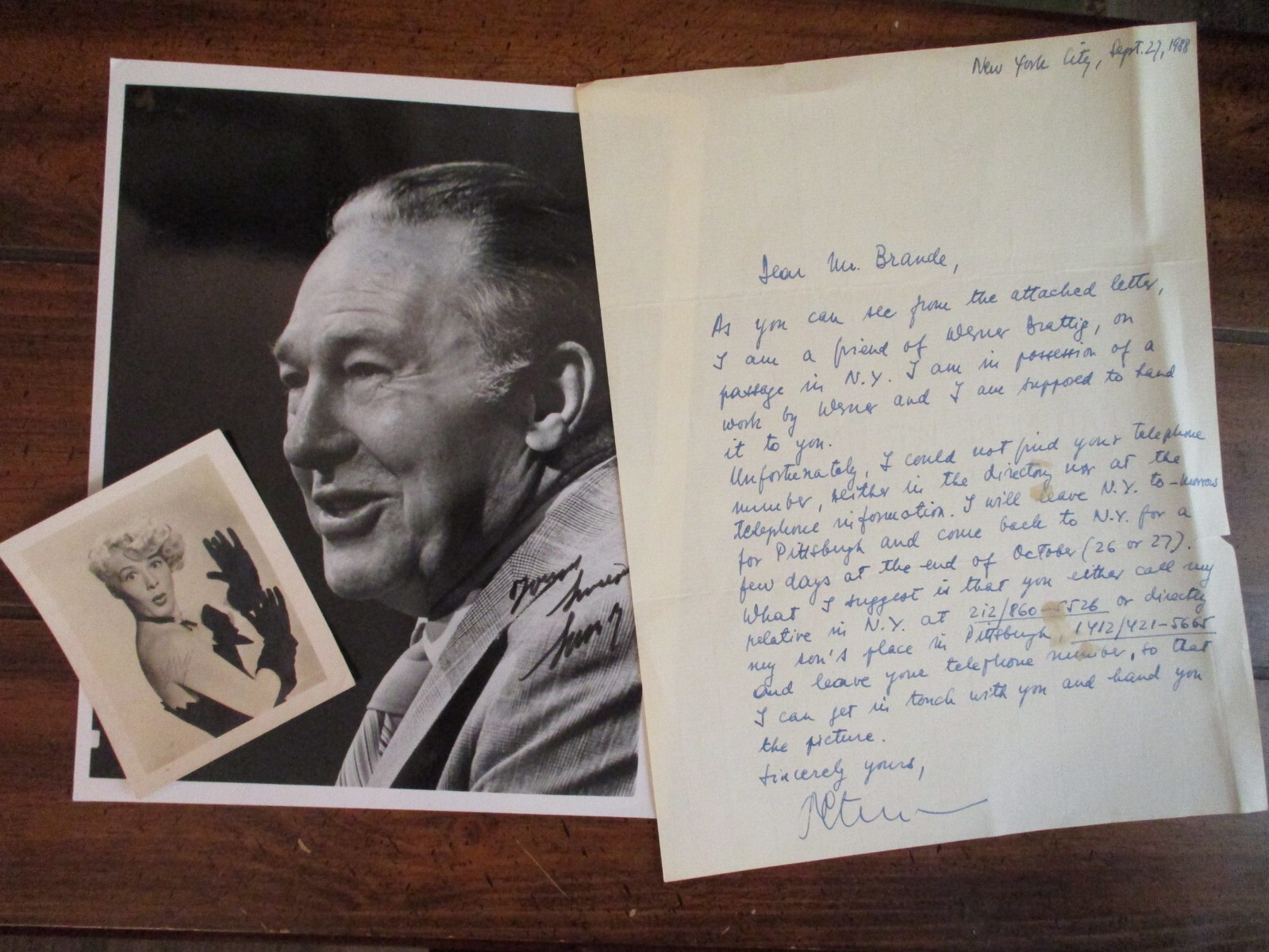 Lot of 3 UNIDENTIFIED Celebrity-Type Signed Items— Lot #14