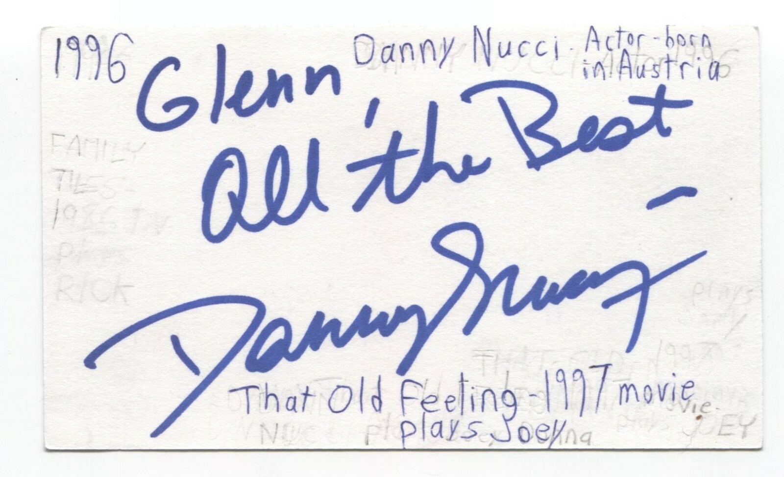Danny Nucci Signed 3×5 Index Card Autographed Signature Actor Titanic The Rock