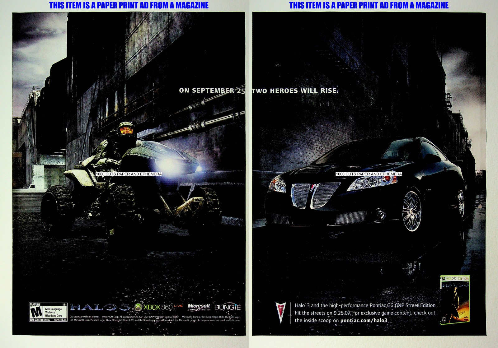 Halo 3 Xbox 360 Pontiac G6 GXP 2007 Trade Print Magazine Ad Poster ADVERT