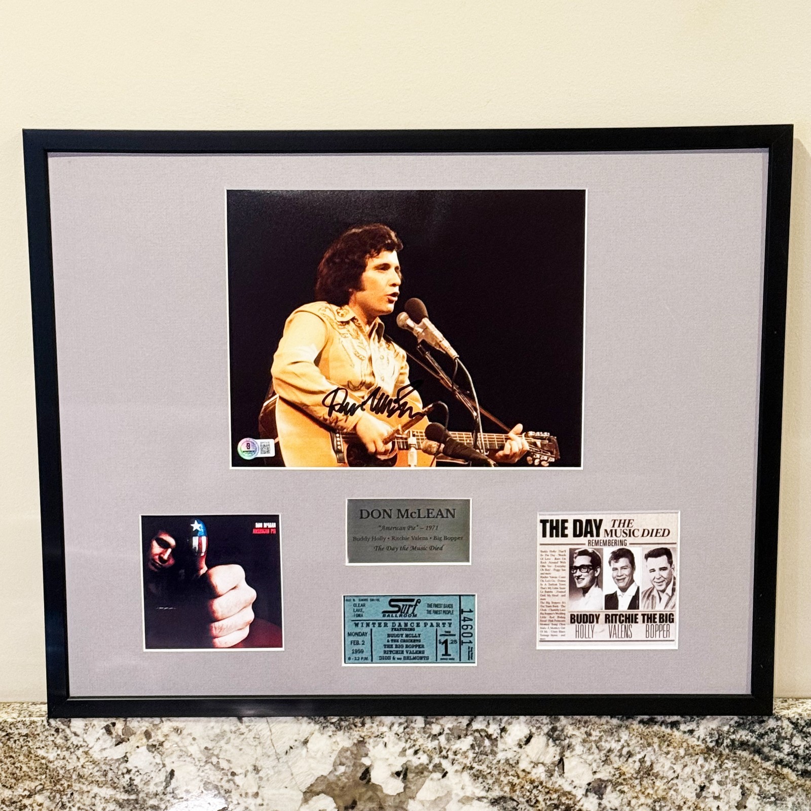 Don McLean “American Pie” Signed Tribute Framed Display – BAS Authenticated