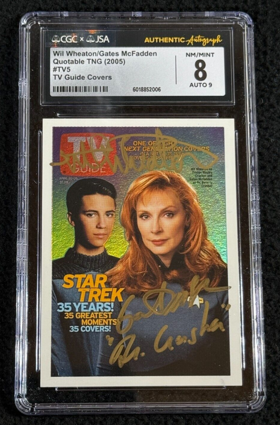 Wil Wheaton & Gates McFadden Signed 2006 Star Trek TNG TV Guide Card JSA CGC