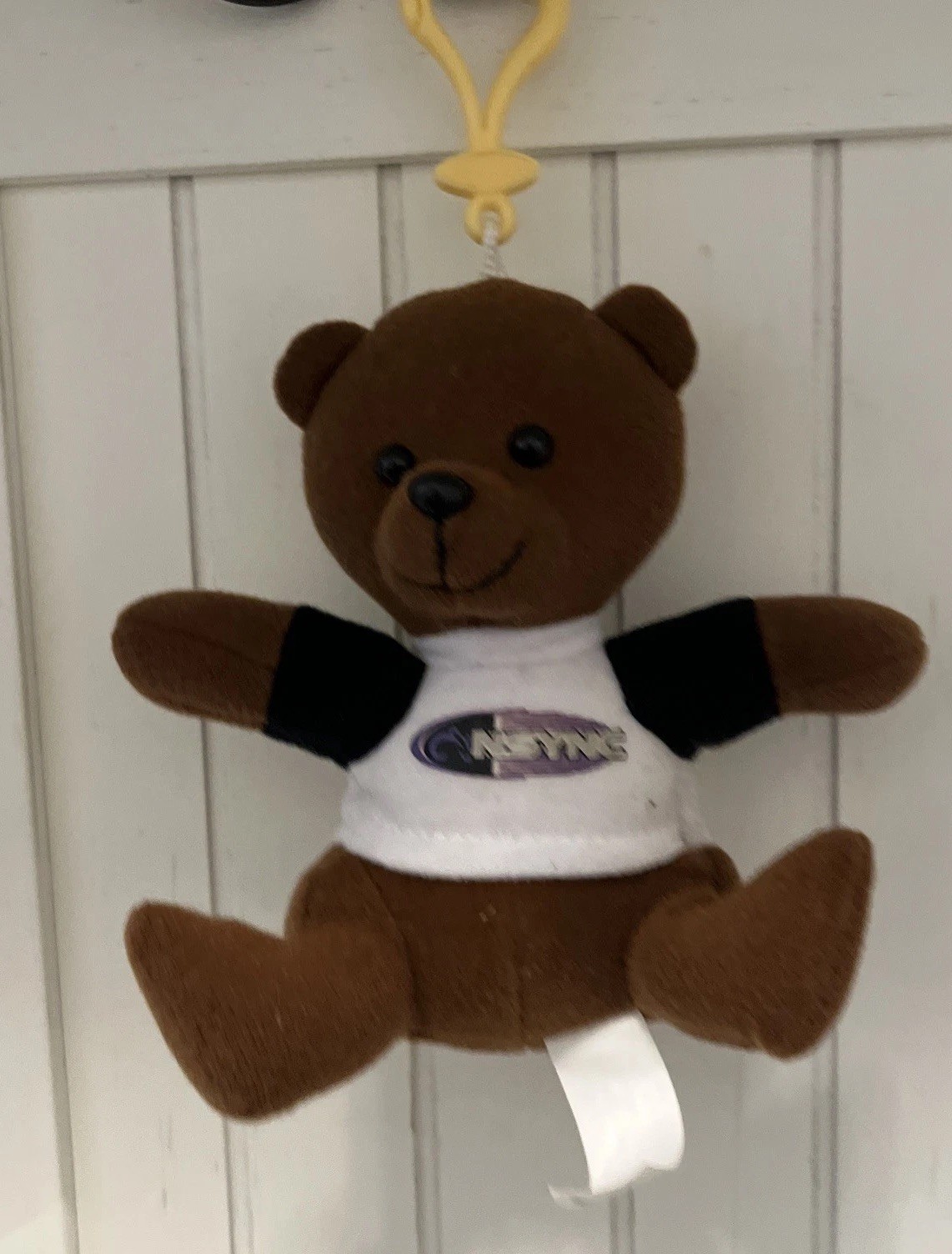 Vintage NSYNC Mini Teddy Bear Plush Brown Clip Keychain Hook 5” Good Condition