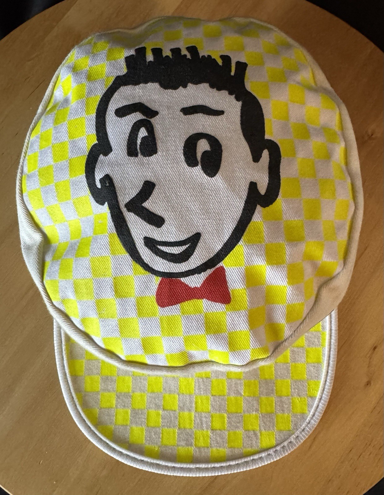 1988 Pee Wee Herman 🔥 YELLOW 🔥CHECKERBOARD Painters Hat 🔥 RARE COLOR Original