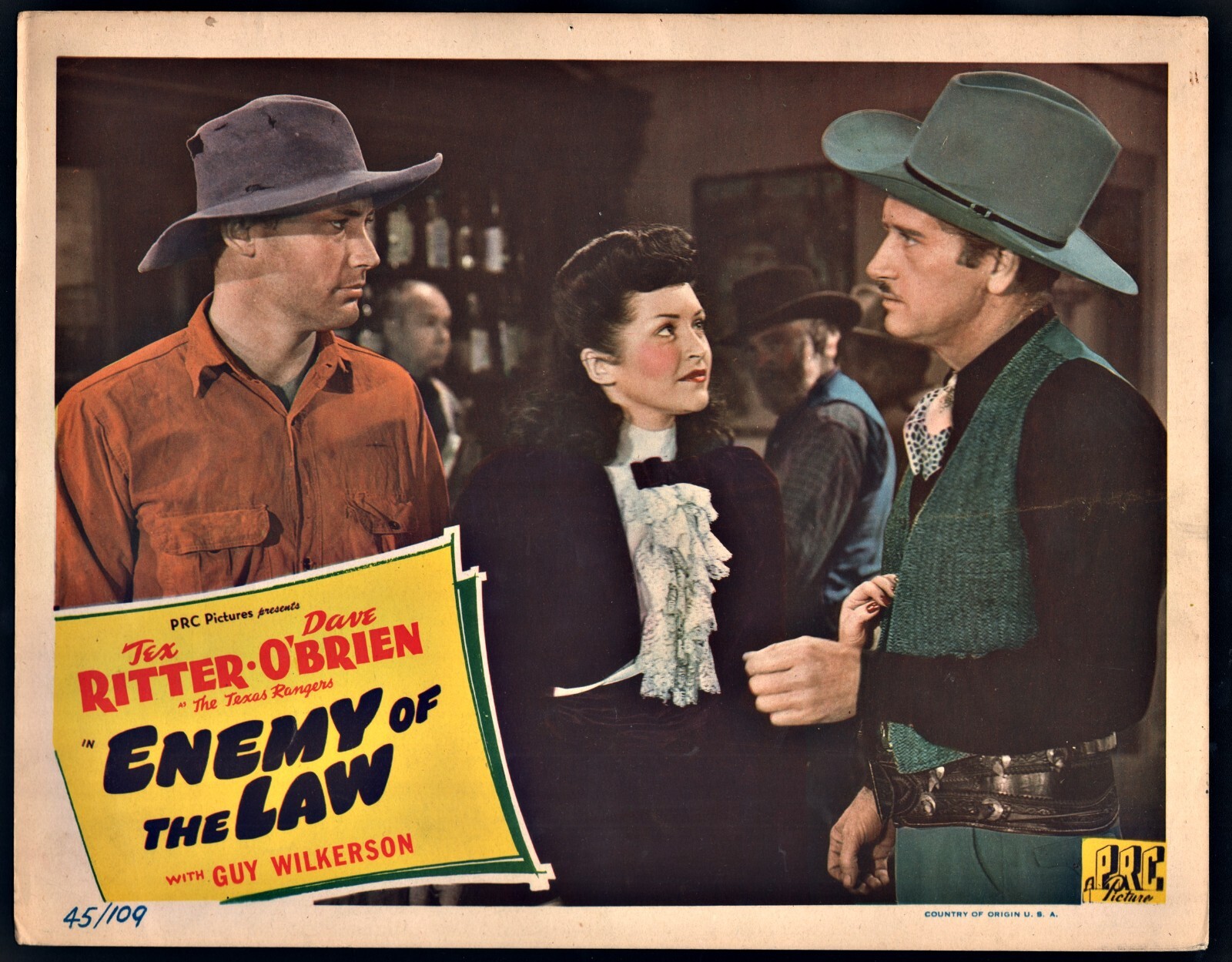 Tex Ritter Enemy of the Law Western Movie Lobby Card 1945 Dave OBrien