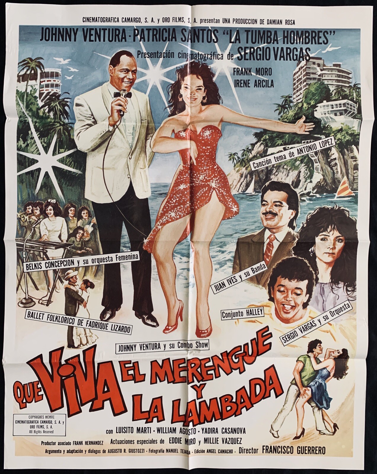 QUE VIVA EL MERENGUE Y LA LAMBADA JOHNNY VENTURA MOVIE POSTER 1989