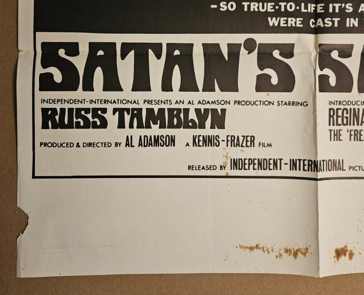 SATAN’S SADISTS R’1970’s Orig folded 27×41 1-sheet poster Al Adamson biker trash