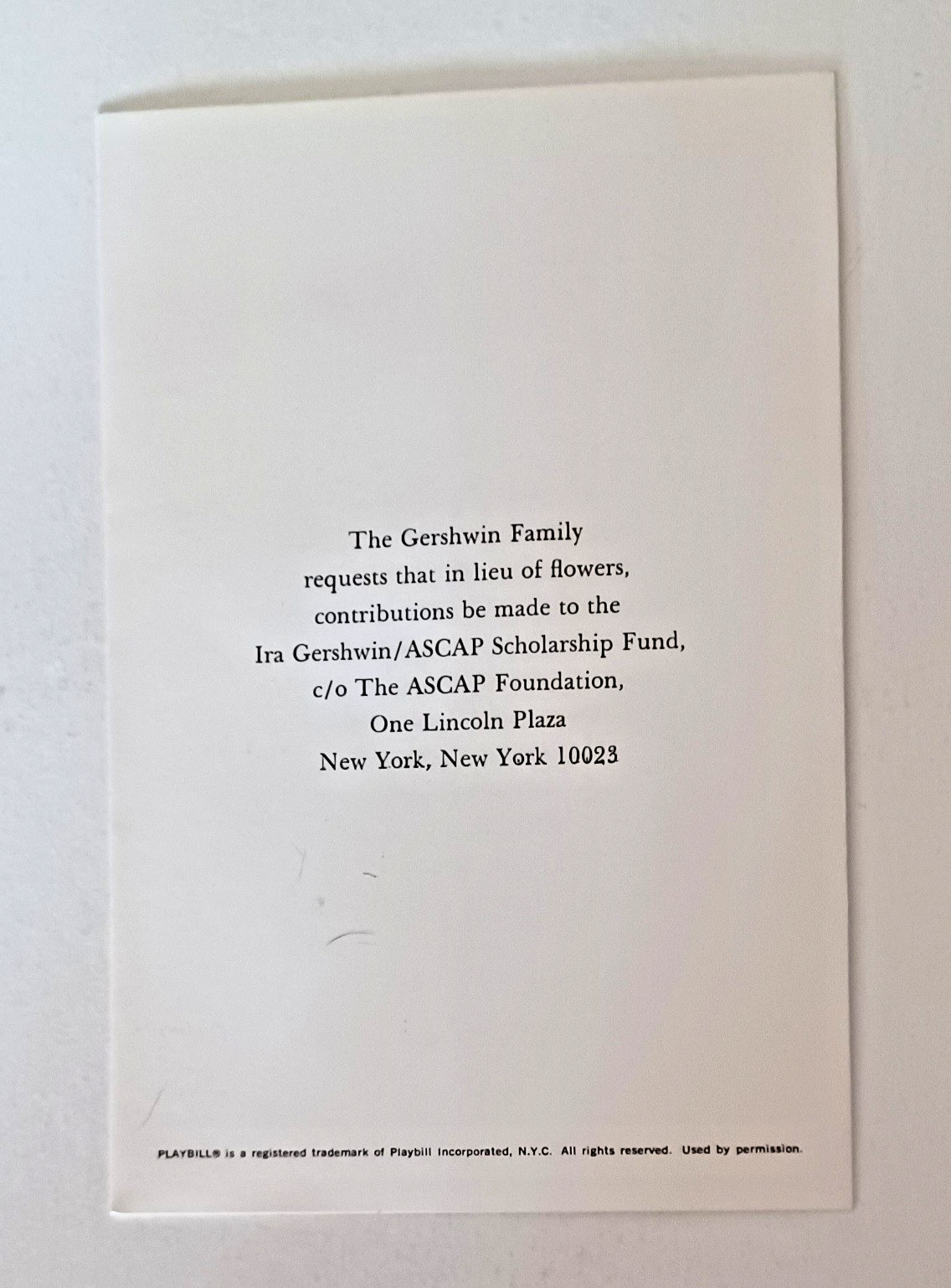 1983 Ira Gershwin Memorial Program ASCAP Tribute Playbill Tony Bennett Rogers
