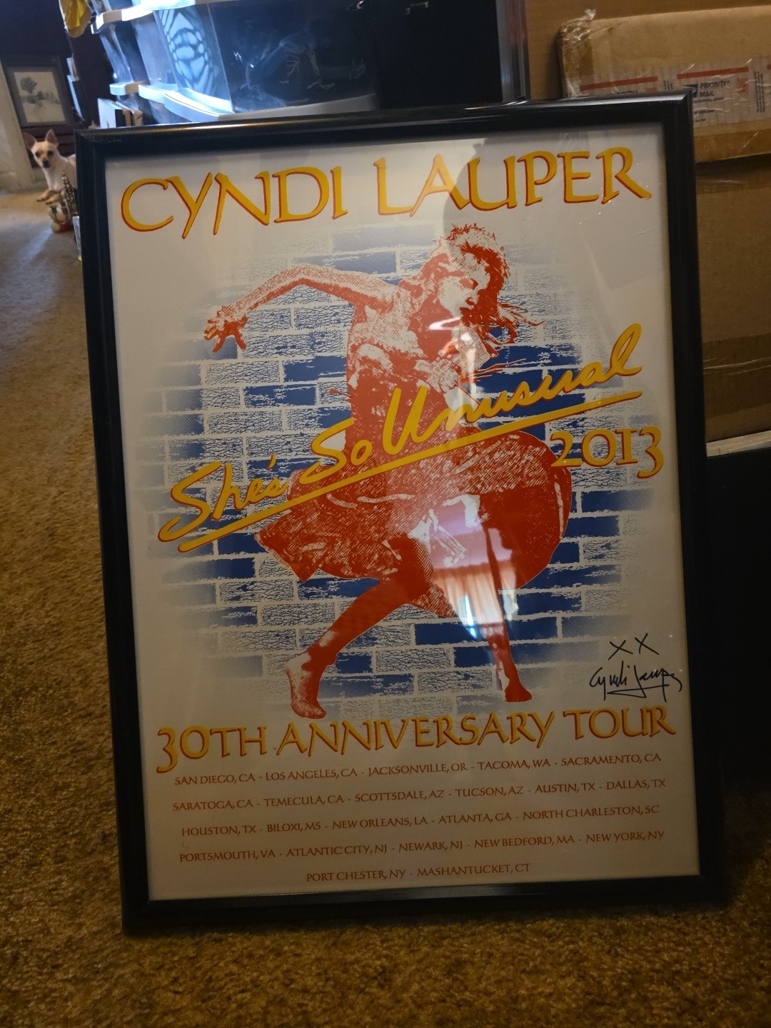 Cyndi Lauper 30th Anniversary Tour Poster Framed and Signed & Album Included