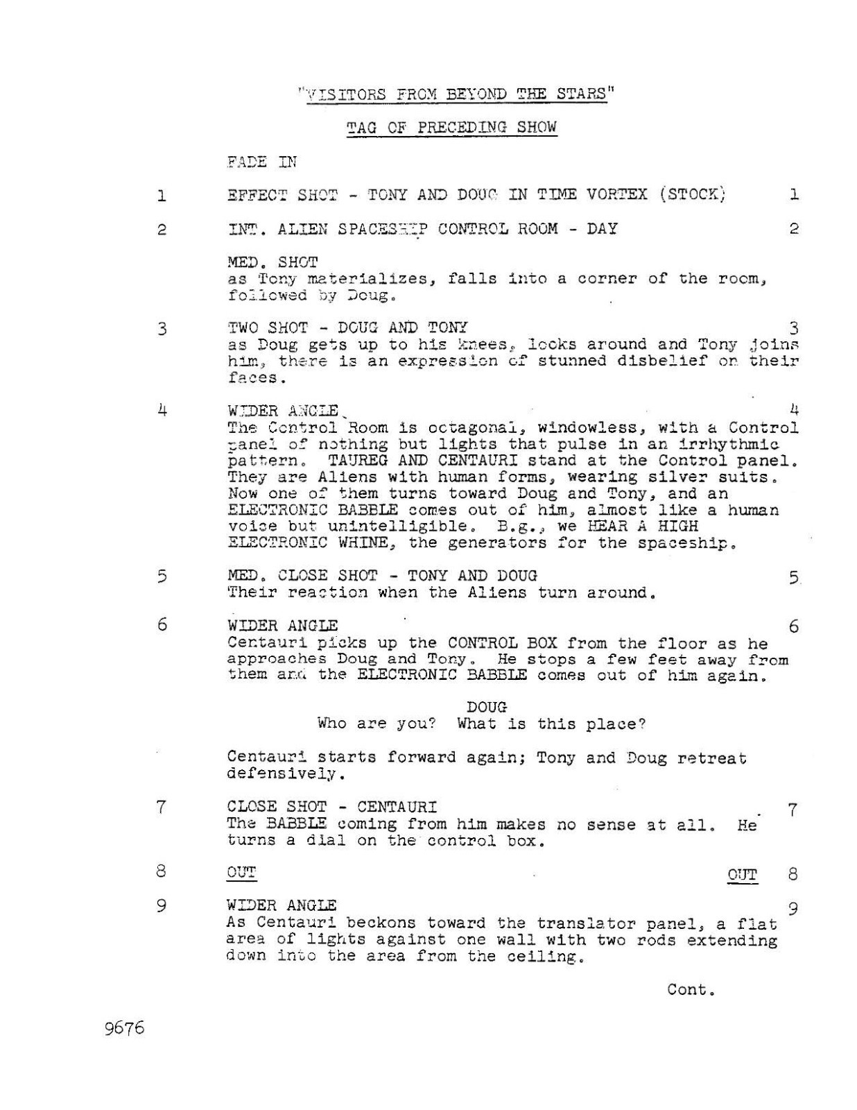 The Time Tunnel TV Script “Visitors From Beyond the Stars” 1966 (70 pg)- Reprint