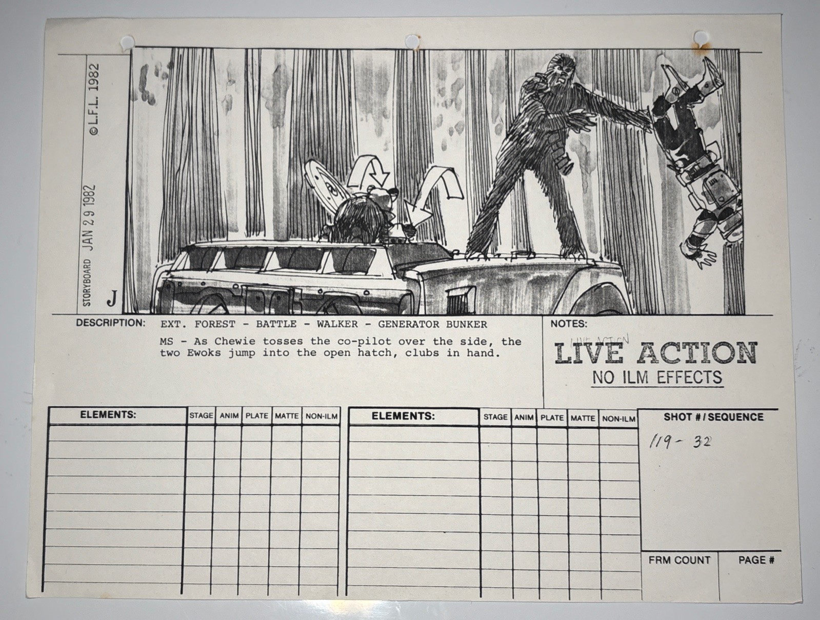 STAR WARS RETURN OF THE JEDI storyboards movie props Vintage Art Disney JED4-170