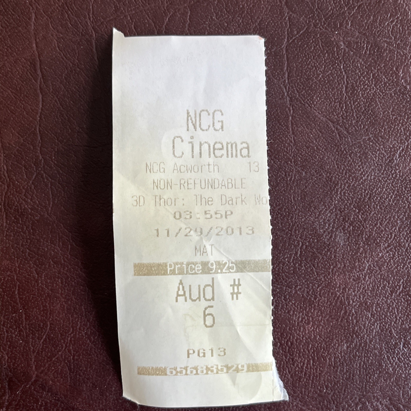 2013 Thor The Dark World 3D Movie Original Ticket Stub 11/29/13 Helmsworth