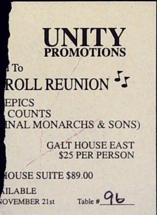 Unity Promotions Rock n Roll Reunion Admission Ticket Stub Galt House Louisville