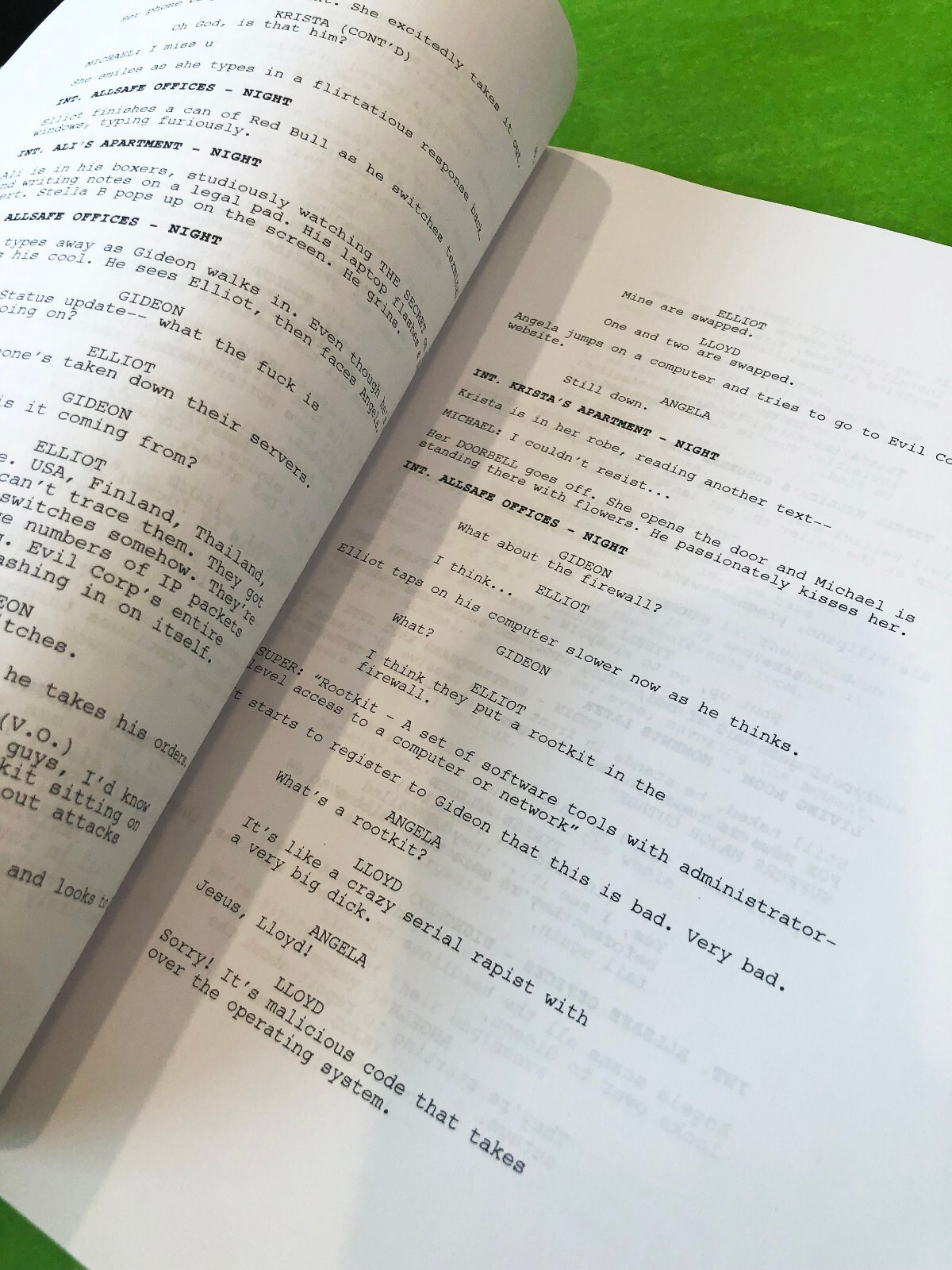 Mr. Robot Tv Show Script 63 Pages, Christian Slater and Rami Malek Autographs