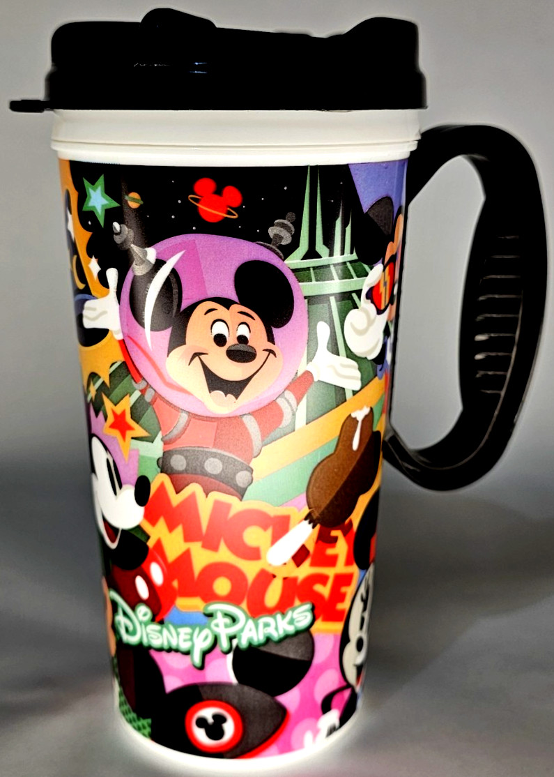 NOS 2019 Disney World Parks Thermal Travel Mug- Mickey Through the Years- Black