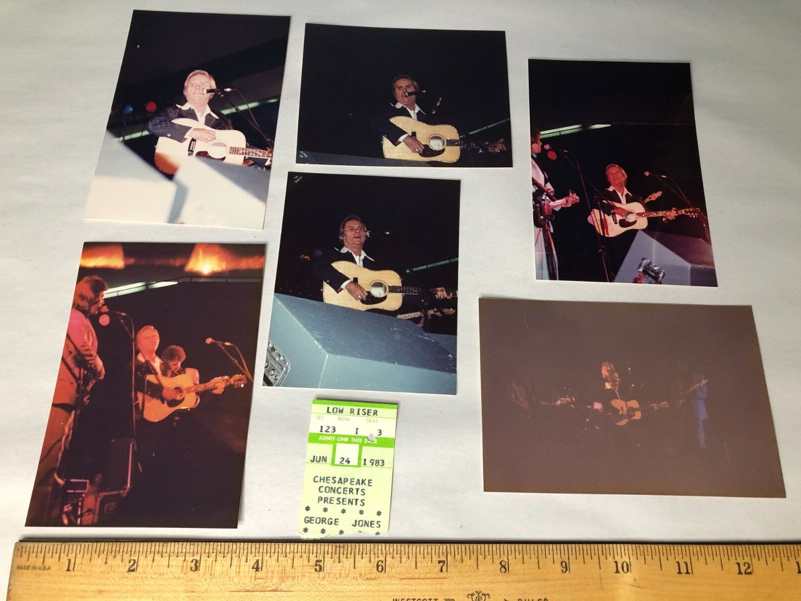 1983 George Jones Country Music Legend Original Snapshot Photos & Concert Ticket