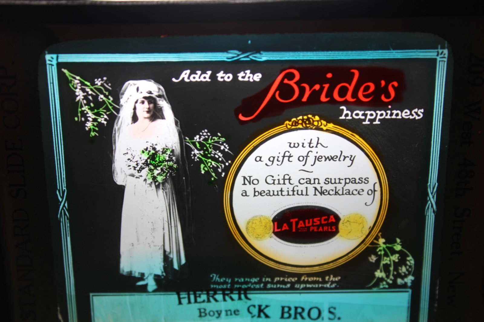 Magic Lantern Glass Slide ~ HERRICK BROS. Jewelers of Boyne City, Mich.