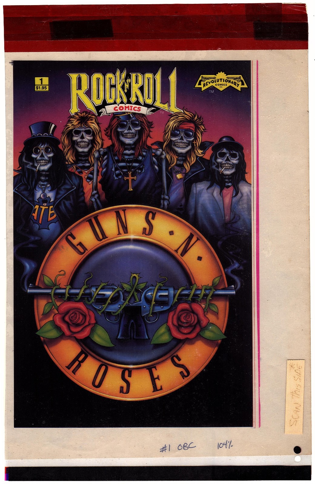 Rock N Roll Comics Guns N Roses original ’89 comic cover color separation 4sheet