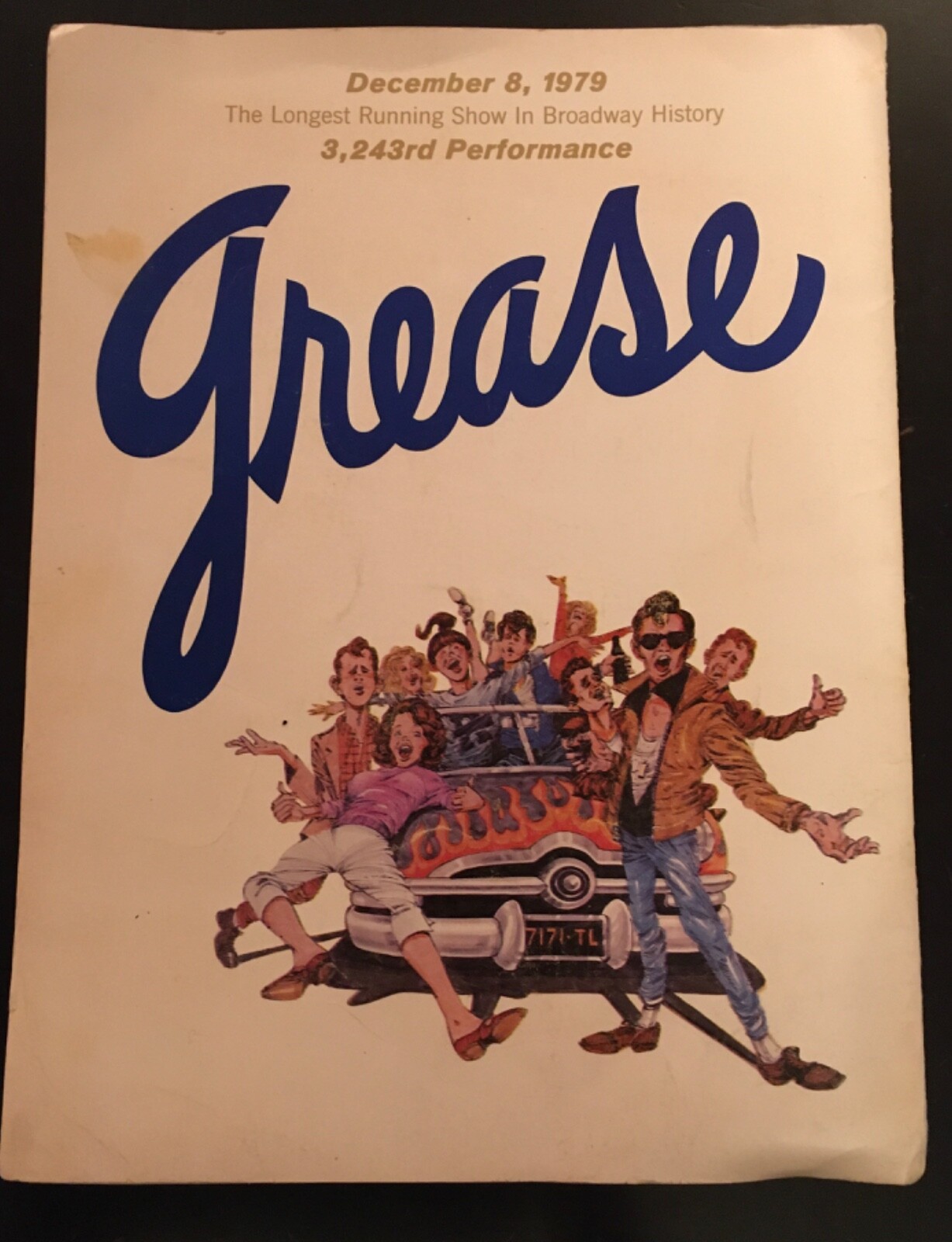 Classic GREASE Program December 8, 1979 Broadway Performance PROGRAM