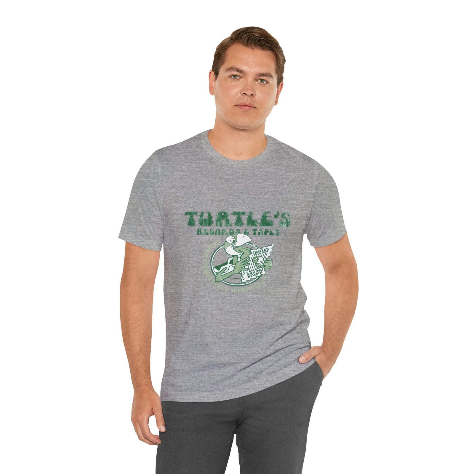 Vintage Turtles Records & Tapes Savings Stamps Logo Unisex Jersey Short Sleeve T