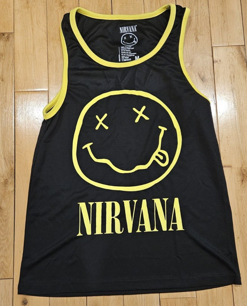 New NIRVANA Smiley Face Logo Punk Grunge Band Tank Top Jersey Adult Medium