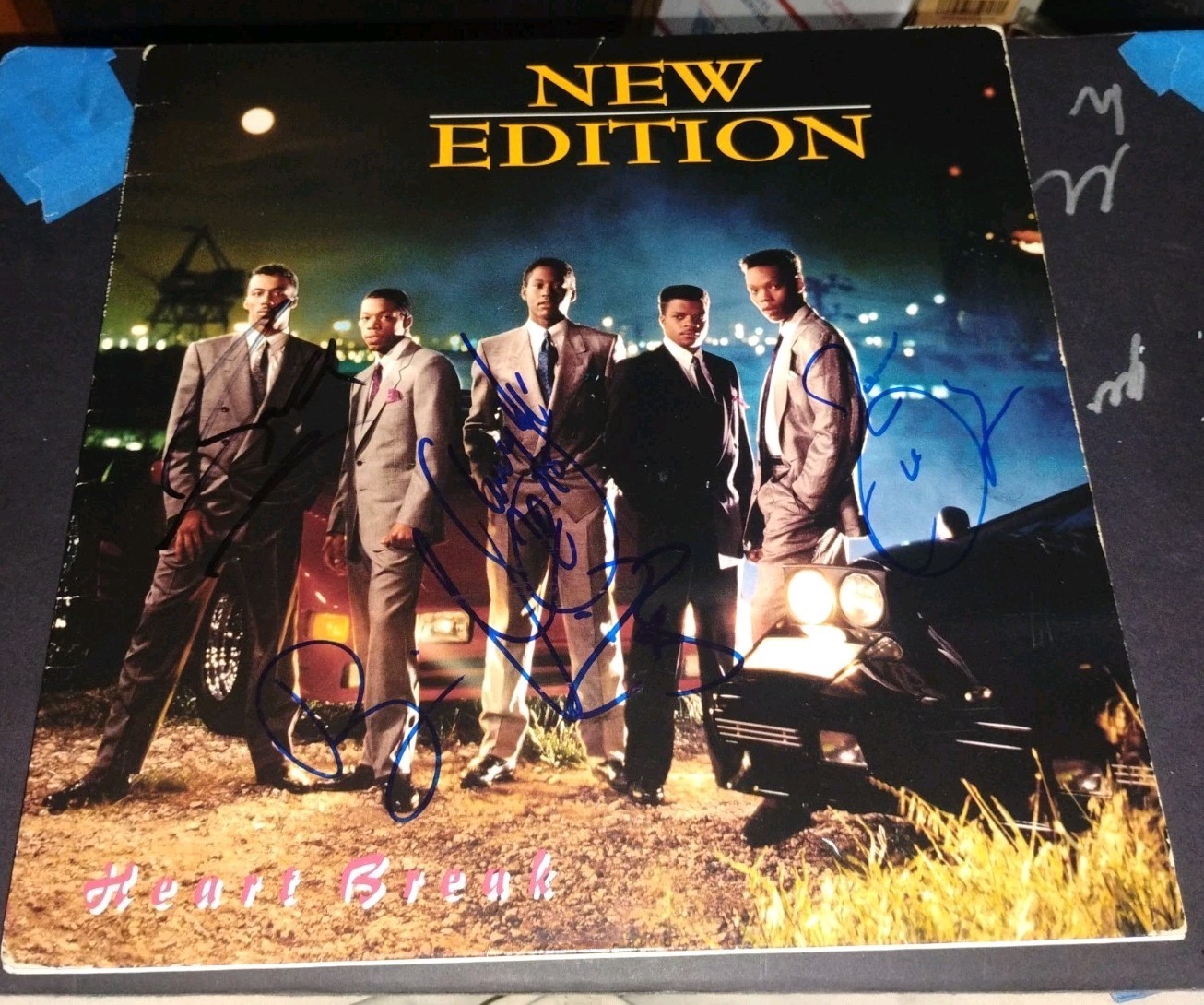 NEW EDITION RONNIE RICKY MIKE RALPH JOHNNY SIGNED VINTAGE ORIGINAL ALBUM RECORD