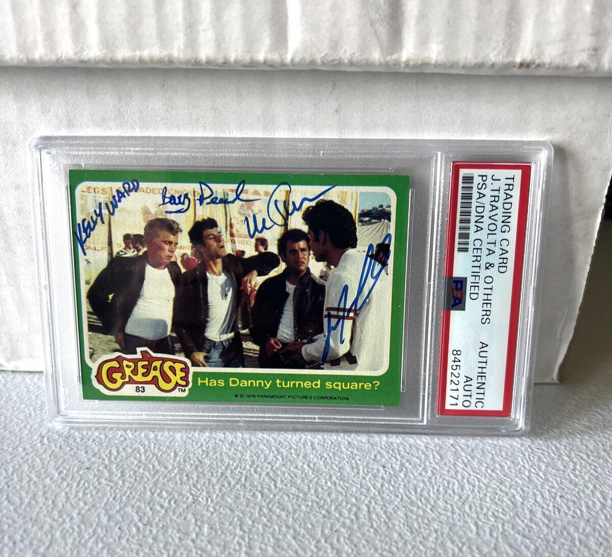 John Travolta And Cast Autographed Signed 1978 Paramount Grease Movie Card PSA