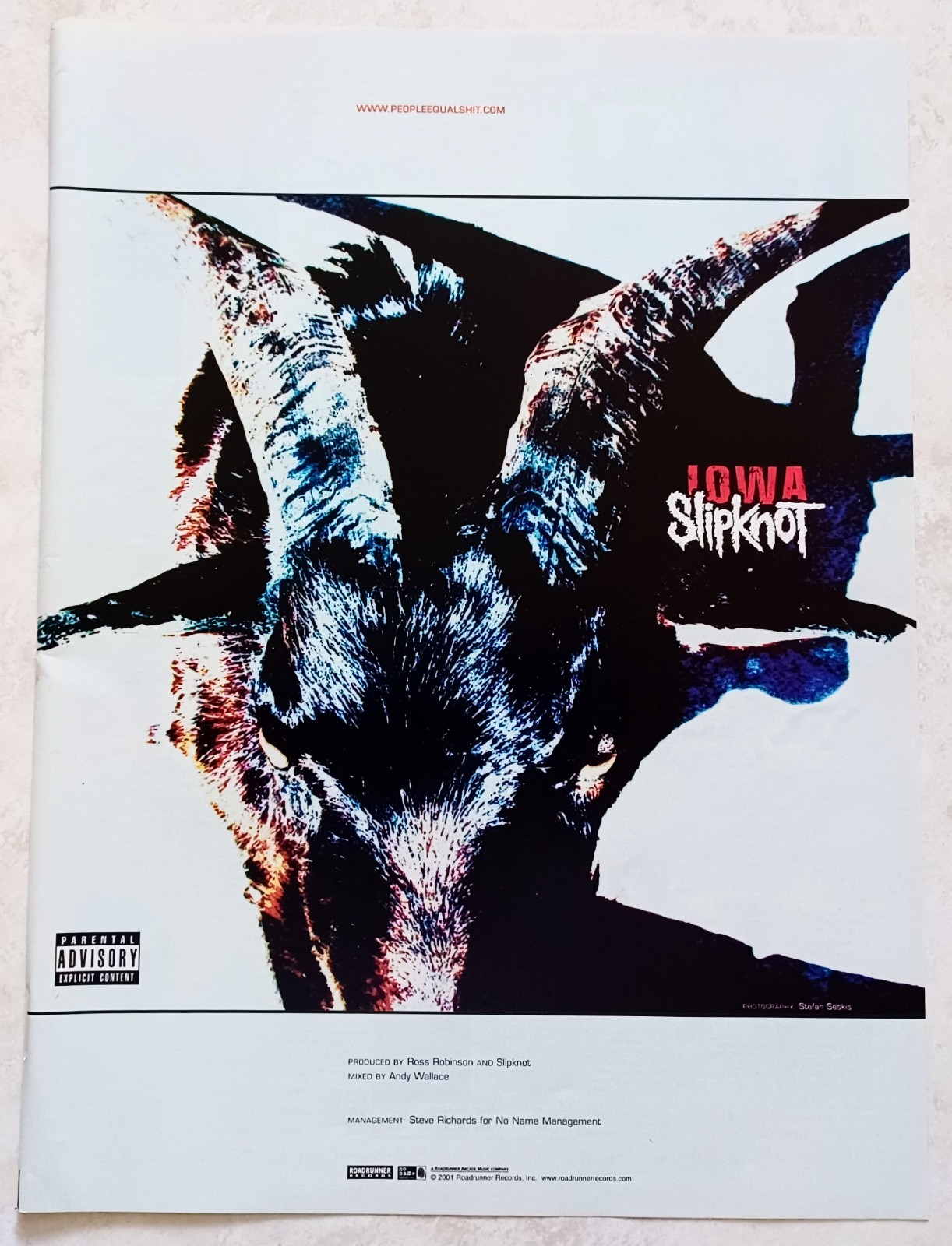 SLIPKNOT~IOWA~ORIG 2001 ALBUM PROMO~VTG PRINT MAGAZINE AD ADVERT POSTER PINUP