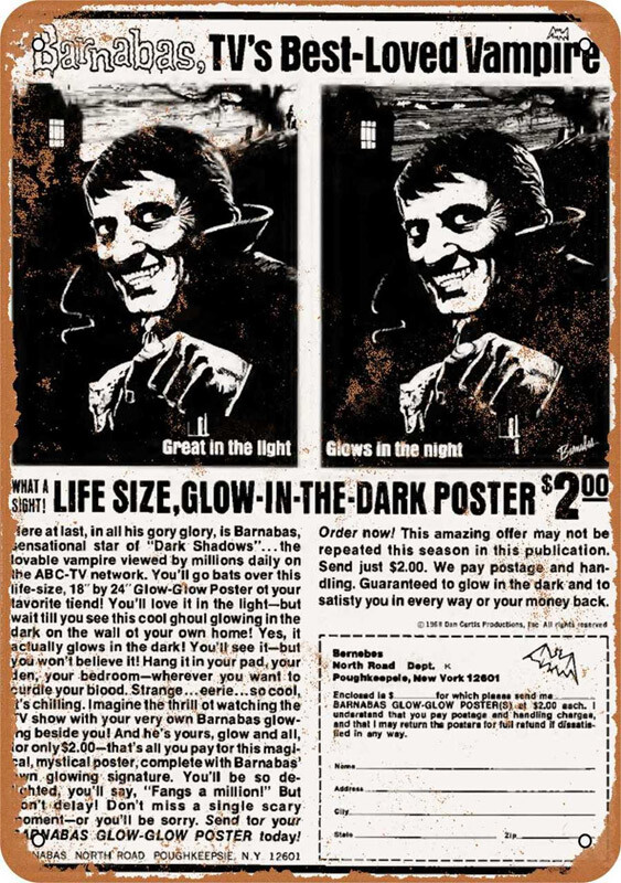 METAL SIGN Dark Shadows Barnabas Collins Poster 1971 10″ x 14″ 141WC88L