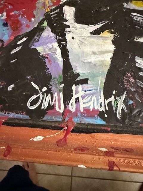 Large Jimi Hendrix Pop Art Street Style Framed Textured Mixed Media 28×23 Unique