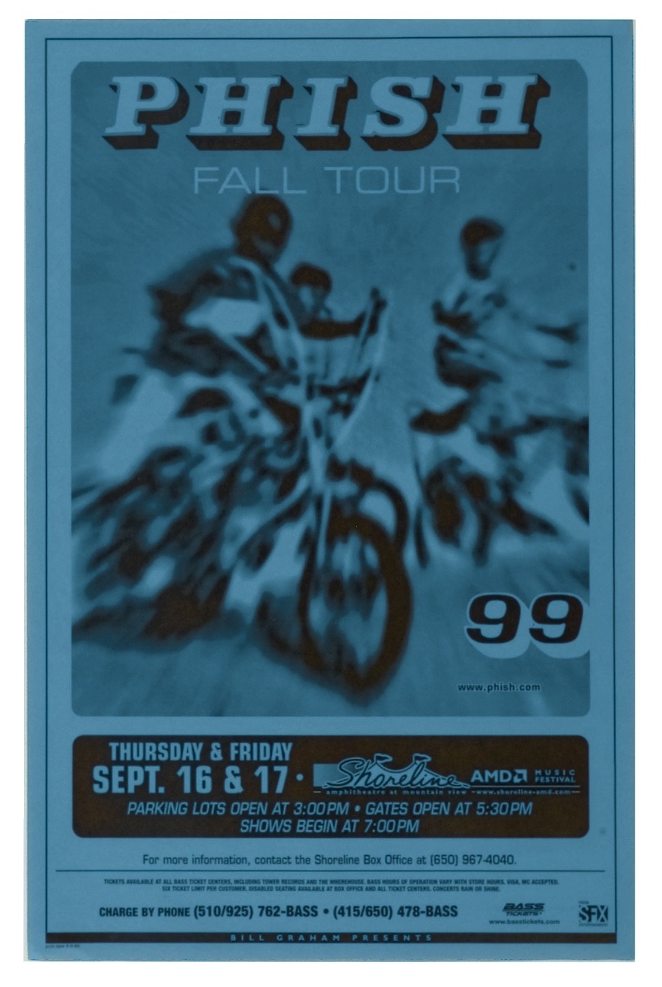 Phish Poster Fall Tour 99 Shoreline Amphitheatre 1999 September