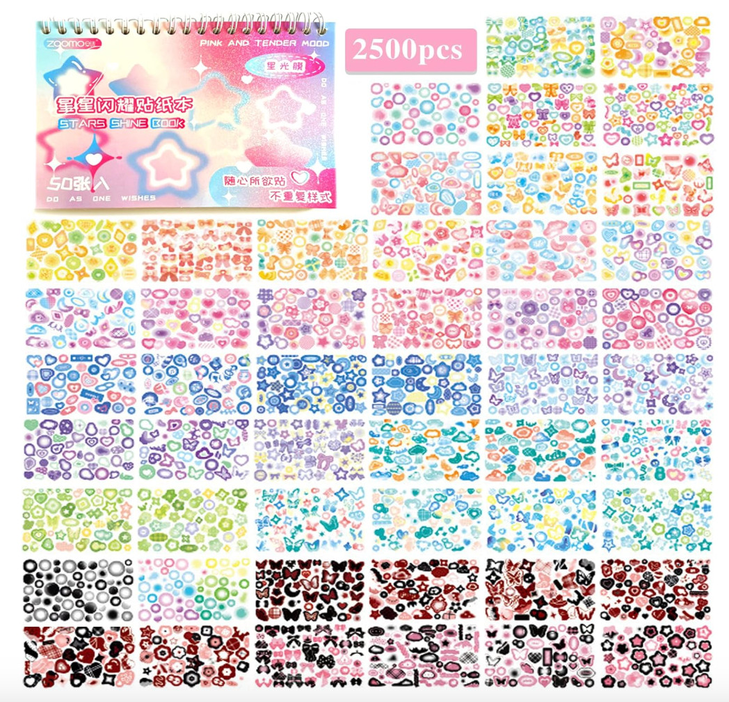 2500PCS Kpop Photocard Stickers Book – Glitter, Butterfly, Heart, Ribbons Deco S