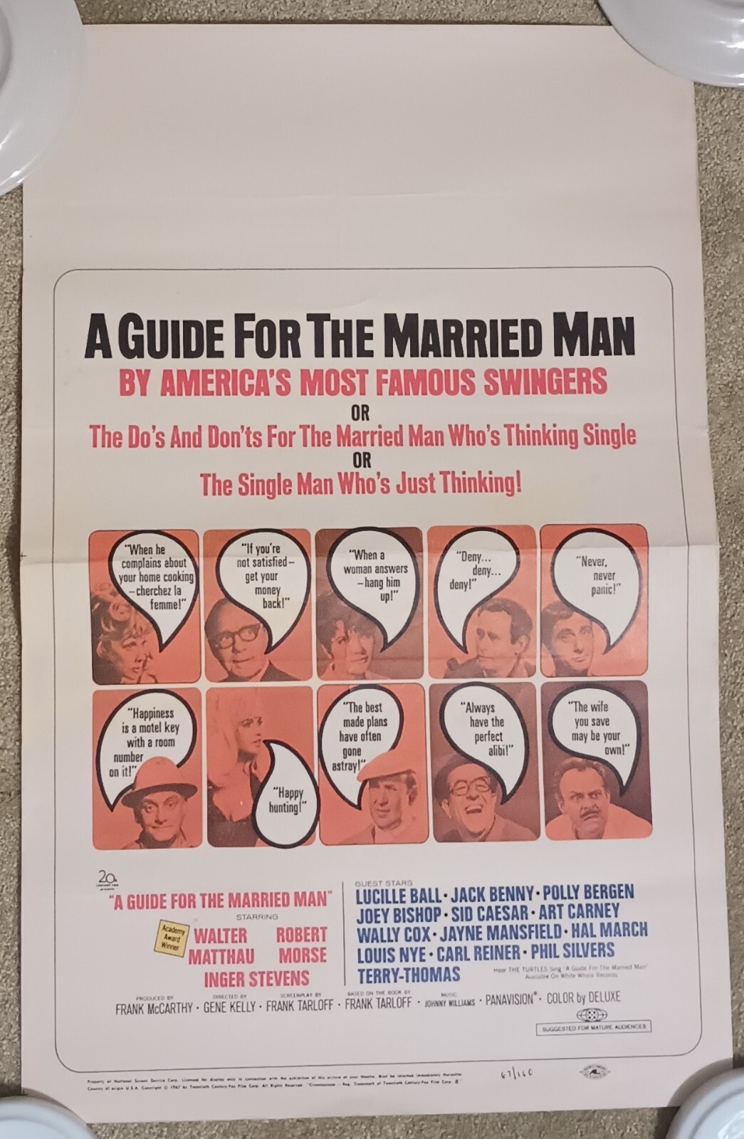 Vtg 1967 Poster for A Guide for the Married Man. Lucille Ball,Jayne Mansfield