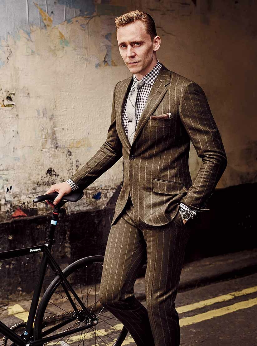 Celebrity Photos Posters Tom Hiddleston Hot in suit bicycle pose Photo CL2386