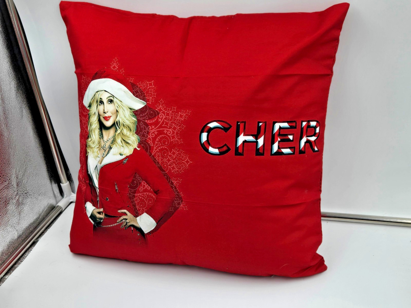 Cher Red Christmas PIllow 16″x16″
