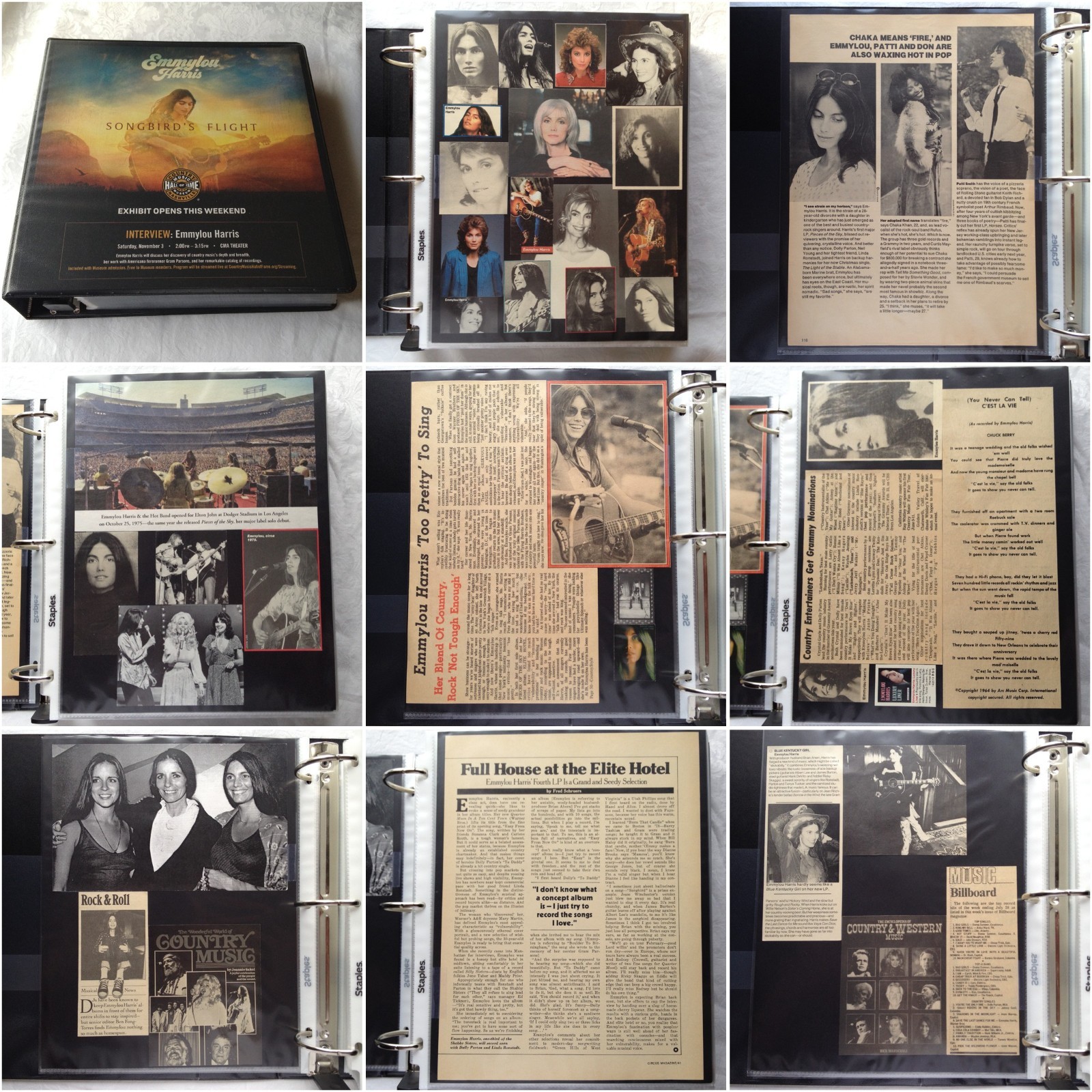 Beautiful EMMYLOU HARRIS Gram Parsons SCRAPBOOK 310 Pages of MAGAZINE Clippings!