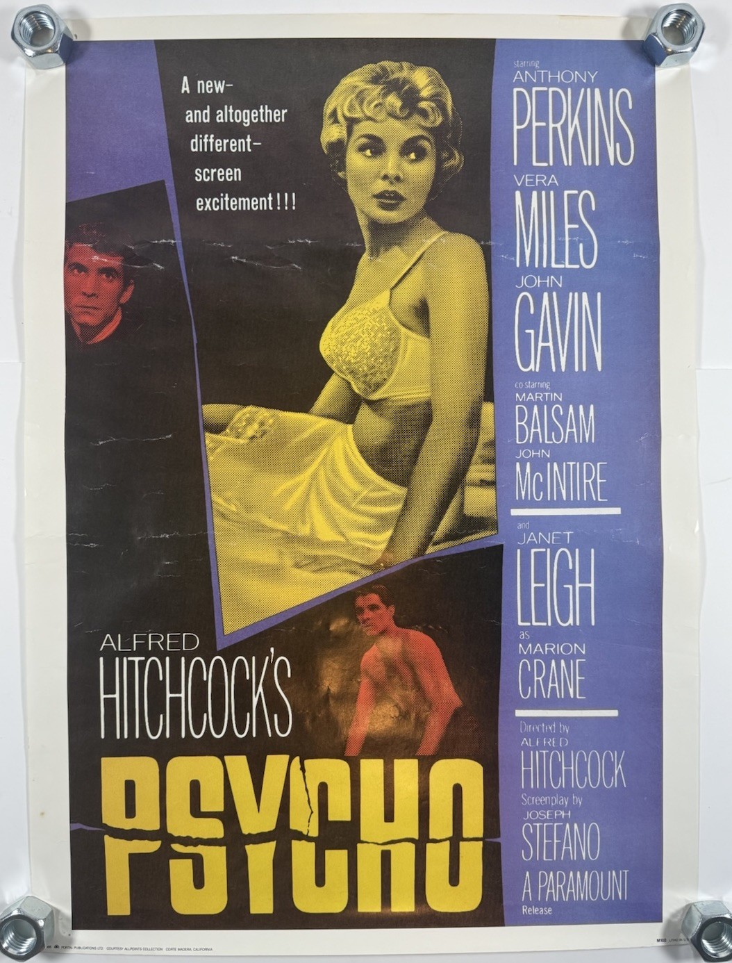 Psycho Movie Poster 1986 Portal Publications Alfred Hitchcock 80s 28×20 M102
